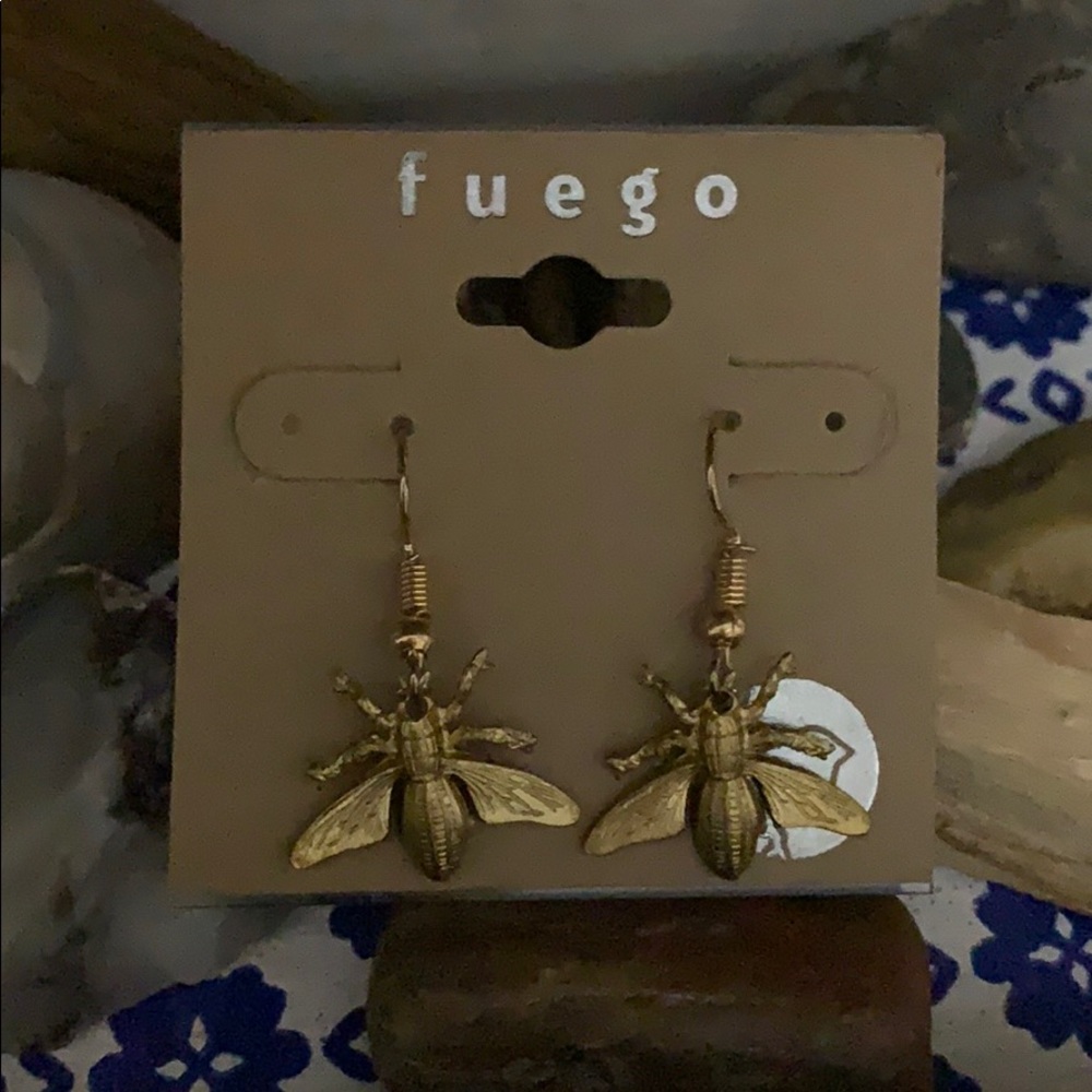 NWT Gold Bee Fly Dangle Earrings - Fuego